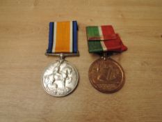 A WWI Medal Pair, War Medal and Merchant Navy Medal to Charles Gordon, said to be Canadian