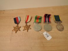 A group of Five WWII Medals to 904645 GNR.A.P.PARKER.R.A, 1939-1945 Star, Africa Star, War Medal
