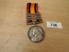 A Queen's South Africa Medal with four clasps, Cape Colony, Orange Free State, Transvaal and South