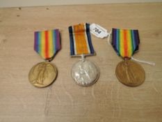 Three WWI Medals, Victory to 246310 2AM.W.BRADY.RAF, Victory to 116099 3AM.W.A.CARGILL.RAF and War