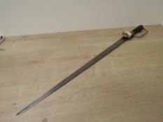 A possible Euopean Hunting Sword with wood grip & brass guard, blade length 60cm, overall length