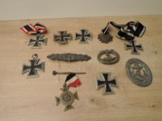 A collection of German Medals and Badges, 1914 -1813 Iron Cross with ribbon, 1939-1813 Iron Cross x3