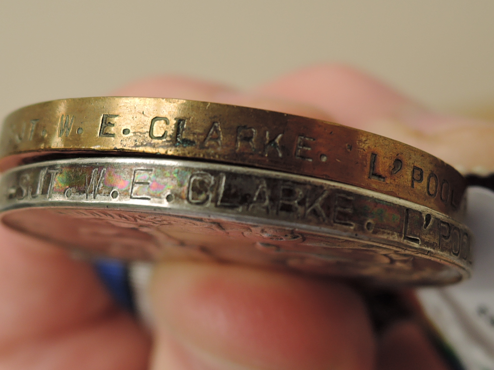A WWI Medal Pair, War & Victory to 51704 A/SGT.W.E.CLARKE.L.POOL.R, both with ribbons - Image 4 of 4