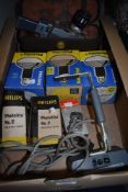 A vintage Kopil Zoom 8 EE cine camera with instructions and original case and five vintage light