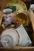 Two large St Micheal 'Berries' serving plates, a modern vase having purple fruit decoration, a