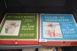 Two Frederick Warne & Co Ltd Beatrix Potter Jig-Saw Puzzles, Tailor of Gloucester & Mrs Tiggy-