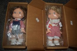 Two 1988 Campbell's Special Edition Kid Dolls, both in unopened packets and card delivery boxes