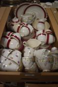 Three part tea services including a Grosvenor China patt No. A691(18 pieces approx), an Adderley '