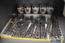 Six place settings of Oneida Community 'Beethoven' flatware and cutlery sold along with five Royal