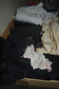 A collection of vintage and antique clothing, remnants and similar, including beadwork and