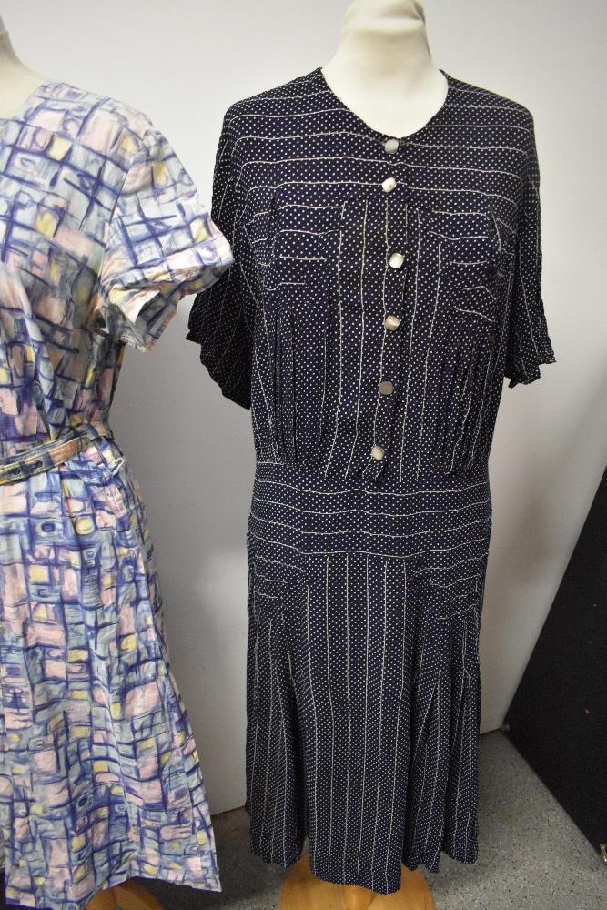 Five 1930s to 50s dresses and gowns, all with damage and / or repair, some wearable with - Image 9 of 19
