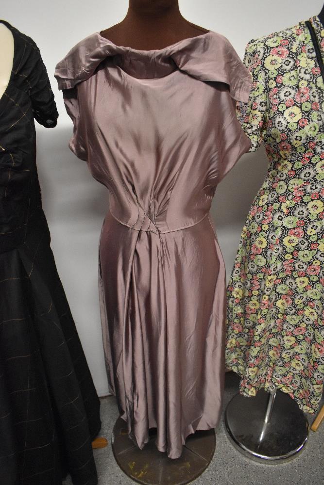 Five 1930s to 50s dresses and gowns, all with damage and / or repair, some wearable with - Image 5 of 19