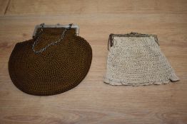 Two pre 1920s crocheted hand bags.