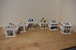 Six Wade 'English Life' novelty teapots.