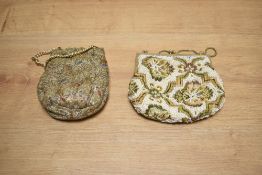 Two vintage hand bags, including silk Art Deco evening bag.
