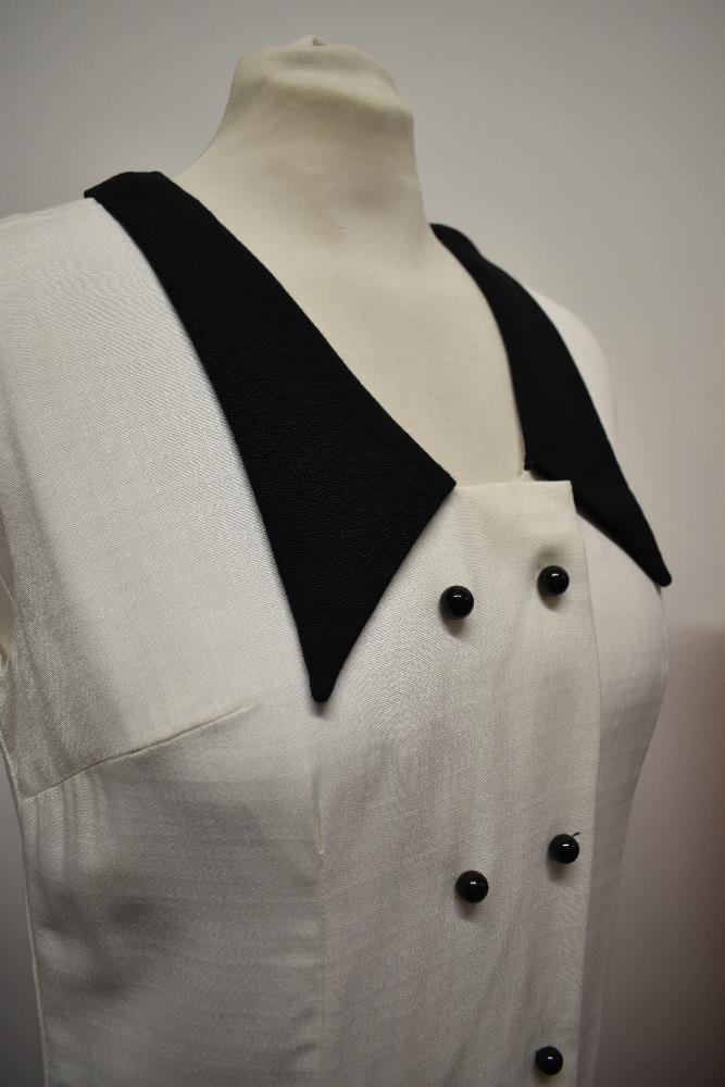 Three 1960s dresses, including pink and white fitted linen day dress and white linen dress with - Image 6 of 7