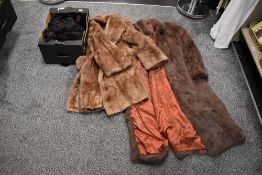 Three vintage women's fur coats including rabbit skin