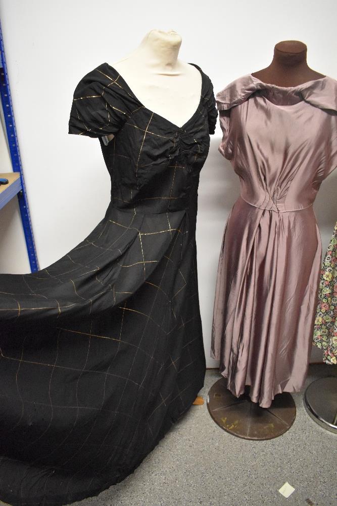 Five 1930s to 50s dresses and gowns, all with damage and / or repair, some wearable with - Image 4 of 19