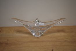 A 20th Century French art crystal glass centre piece bowl, measuring 38cm long
