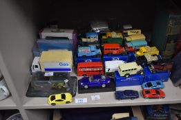 A selection of die cast cars and vans including Corgi Original Omnibus etc.