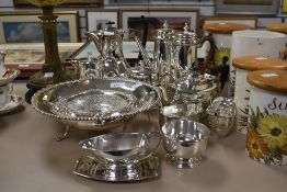 A selection of assorted plated ware including a stylish tall tea and water jug, a D&A Connaught