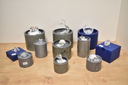 A collection of boxed Swarovski crystal animal ornaments, to include a Prancing Horse, lovebirds,