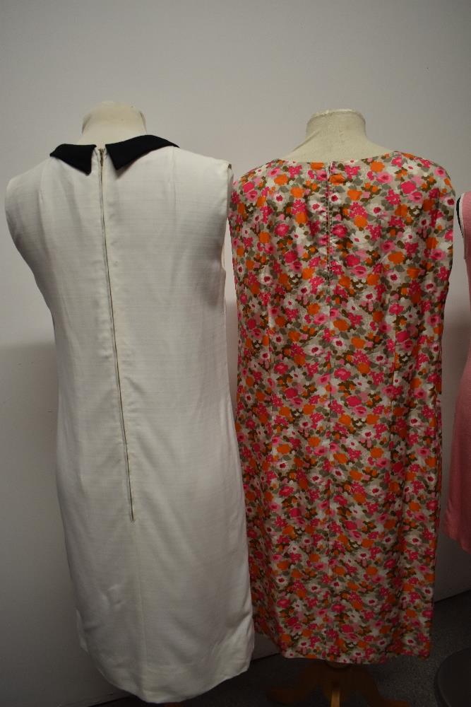 Three 1960s dresses, including pink and white fitted linen day dress and white linen dress with - Image 5 of 7