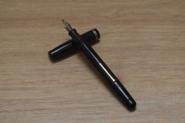 A Waterman Stalwart leverfill fountain pen in black with two narrow bands to the cap having Waterman