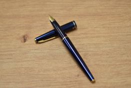 A Platinum Bonito cartridge fill fountain pen in glossy blue having 14K P gold nib.