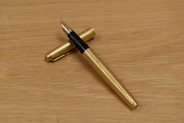 A Parker 75 Tiffany aerometric fill fountain pen gold plated grid pattern having Parker 14K USA