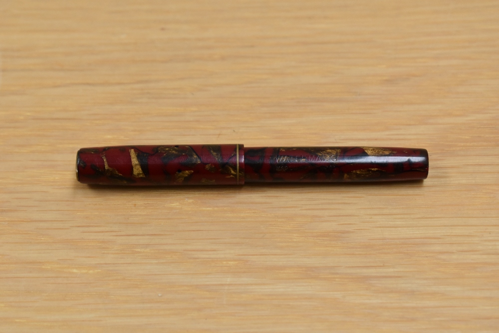A Waterman 92 V lever fill fountain pen in red gold marble having Waterman Ideal Canada lid. Clip - Image 3 of 3