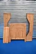 A Victorian style pine single bed, of cabin, slot construction, with later slats