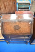An early 20th Century oak bureau, width approx. 73cm