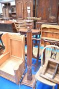 A 19th Century mahogany torchere, converted to standard lamp