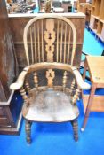 A traditional Windsor armchair