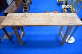 A vintage pine work bench, approx 168cm by 46cm.