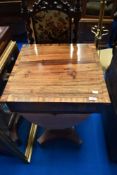 A 19th Century mahogany sewing table having square top, on William IV style base