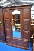 A Victorian mahogany mirror door wardobe