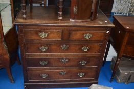 A 19th Century oak chest of two over three drawers having Georgian brass handles, dimensions approx.