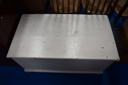 A 19th century pine blanket box, later painted, approx width 102cm by 57cm deep, 52cm height.