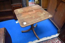 A 19th century pedestal table, approx 58cm wide by 60cm deep and 68cm high.