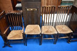 Four assorted 19th Century rush seated chairs