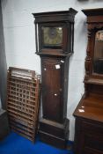 A period oak long cased clock having single hander brass dial , named for Presbury, Coventry