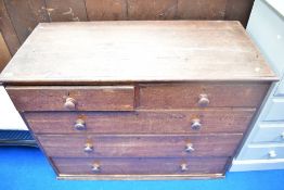A 19th Century oak chest of two over three drawers, dimensions approx W123 D55 H93