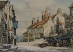 After Henry George Walker (1876-1932, British), coloured print, A harbour scene, signed in pencil to