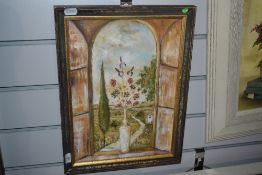 20th Century School, oil on board, A still life arrangement depicting a vase of flowers on a