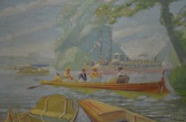John Stevens (20th Century), oil on canvas, Henley Regatta, signed to the lower right, framed,