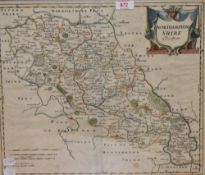 After Robert Morden (1650-1703, British cartographer), antiquarian map, 'Northamptonshire', framed