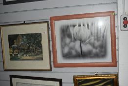 20th Century School, pastel, A moonlit seascape with boat, framed, measuring 39cm x 52cm overall,