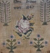 19th Century British School, two needlework samplers by Ellen Prince, dated 1847, framed and under